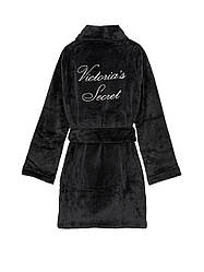 Плюшевий Халат Victoria's Secret Cozy Plush Robe, Чорний з логотипом напис