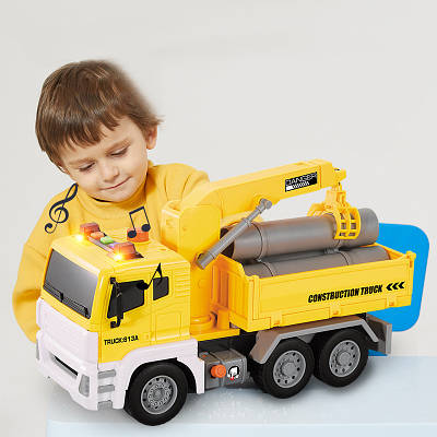 Інерційна ігрова модель будтехніки Дитяча машина вантажівка транспорт Підйомний кран Світло Рухомі деталі