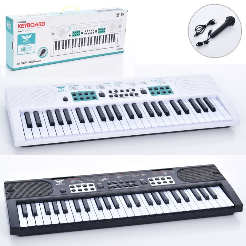 Синтезатор BX-1682A-B, 54 см, 49 клавіш, мікрофон, запис, демо, 2 кольори, USB-шнур або батарейки