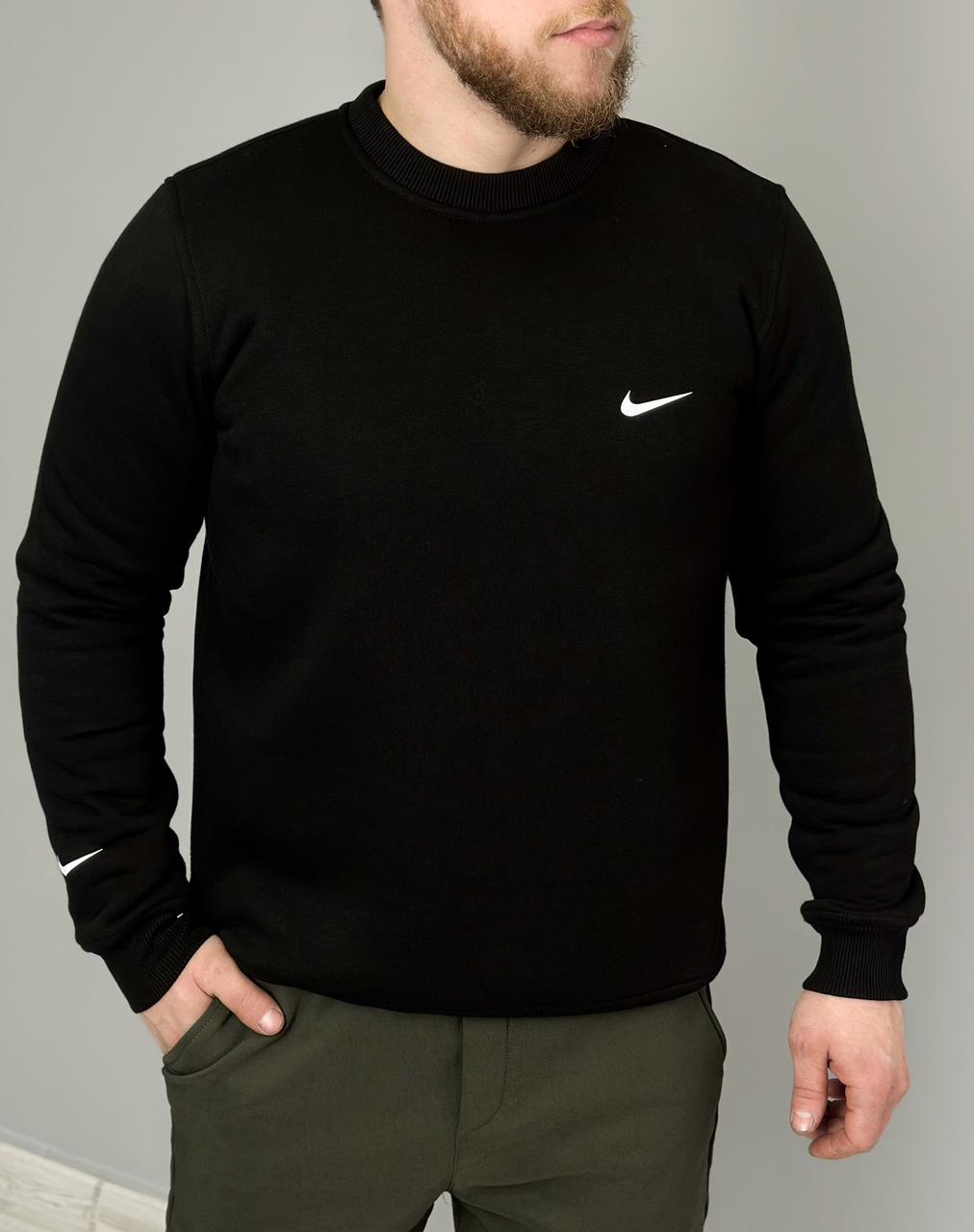 Чоловічий теплий світшот Nike | зимова спортивна брендова кофта Найк утеплена на флісі