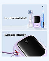 Портативна Батарея Baseus Qpow2 Dual-Cable Digital Display 22.5W 20000mAh With cable Type-C 3A 0.3m Purple, фото 4