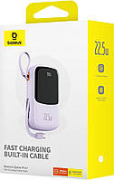 Портативна Батарея Baseus Qpow2 Dual-Cable Digital Display 22.5W 20000mAh With cable Type-C 3A 0.3m Purple, фото 5