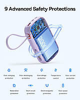 Портативна Батарея Baseus Qpow2 Dual-Cable Digital Display 22.5W 20000mAh With cable Type-C 3A 0.3m Purple, фото 7