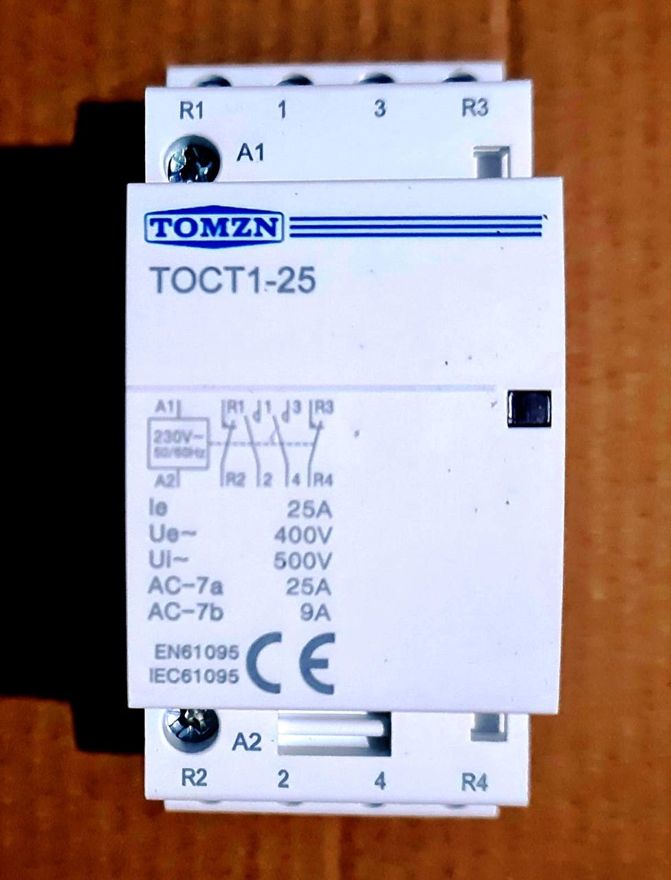 Модульний контактор TOCT1 4р, 25А, 2NO+2NC, 220В TOMZN