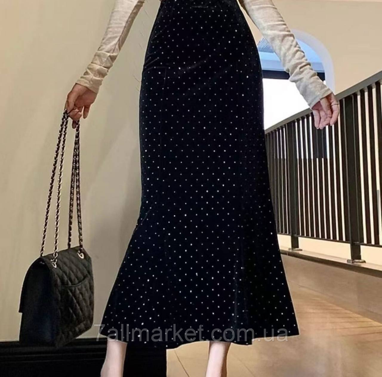 Спідниця жіноча оксамитова зі стразами (42-48) "Best Fashion" недорого від прямого постачальника