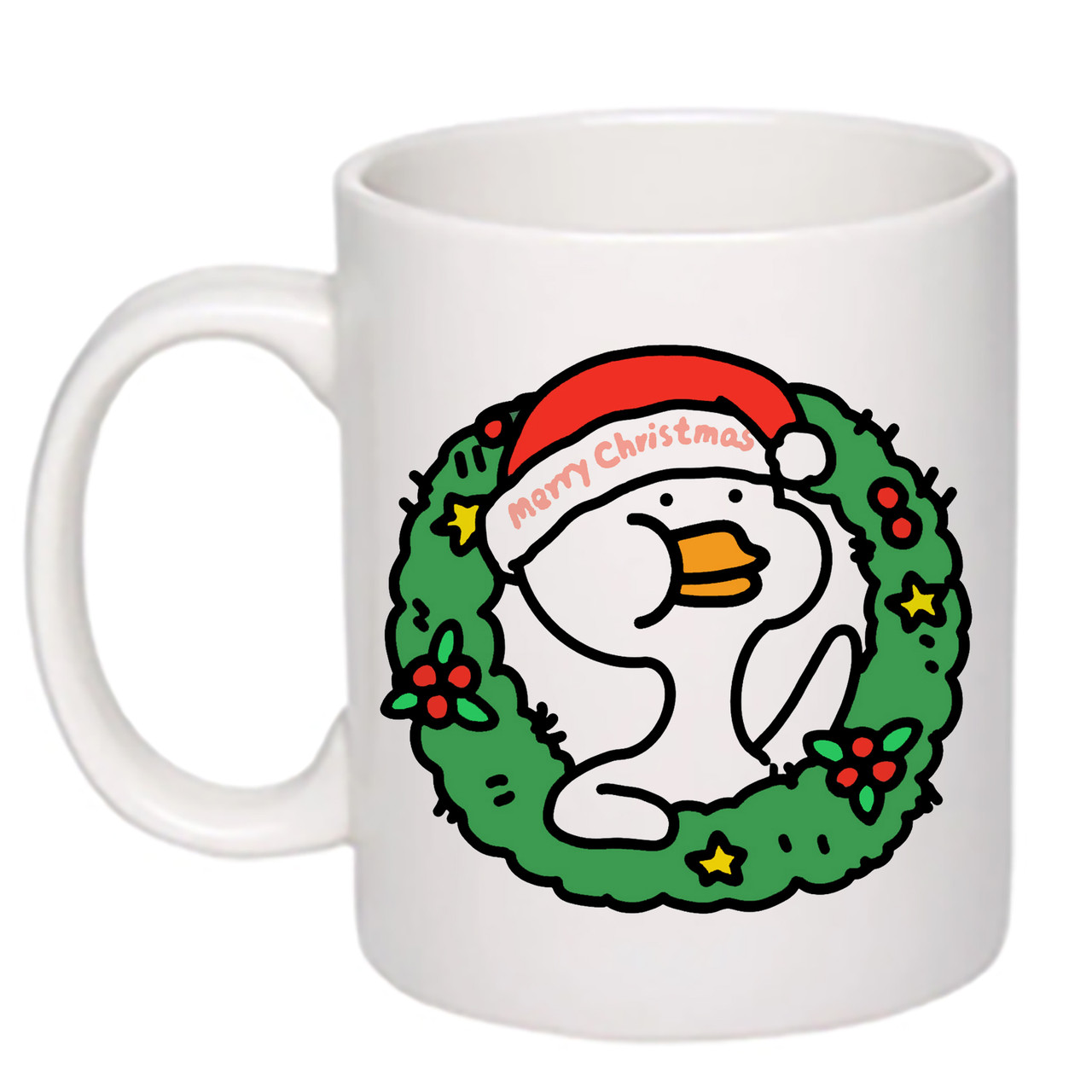 Чашка з друком "Marry Christmas duck" 330мл (колір білий) (21137)