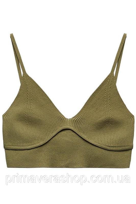 Zara Топ оливковий S