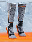 Високі шкарпетки з підігрівом та блоком живлення на 2200mAh (Сірі з ромбиками), фото 3