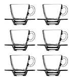 Набір скляних чашок Pasabahce Aqua для еспресо з блюдцем 72 мл 6 шт (95756), фото 2