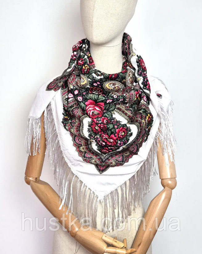 Українська хустка Зоряна 105*105 см біла