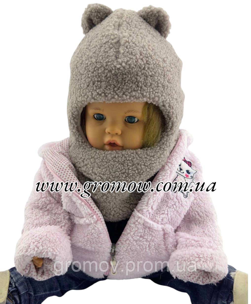 Оптом дитячі в'язані шапки шолом 46, 48, 50, 52, 54 розмір теплі головні убори опт (ОШТ350), фото 1