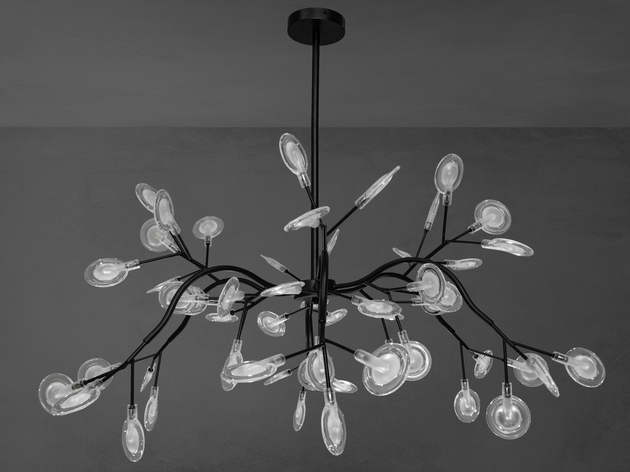 Приголомшлива люстра "Світлячок" у хол, колір чорний, на 54 лампи 886-54CBK-LS