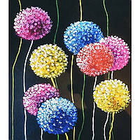 Алмазна мозаїка Яскраві кульбаби Strateg 40х50см SK88217 Набір алмазної вишивки квіти повна викладка на підрамнику