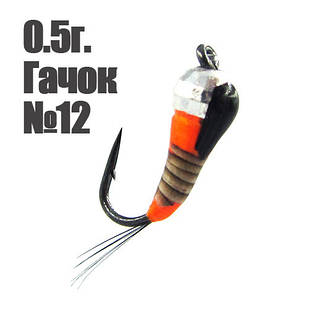 Мормишка вольфрам срібло "Perdigon" 0.5г. гачок №12 Orange