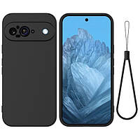 Силіконовий чохол із мікрофіброю для Google Pixel 9 чорний софт тач бампер