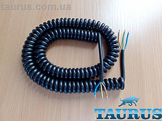 Кабель спіральний чорний Black 0.75m з заземленням до 2000W. Довжина 0,75м (до 4,5м). Мідь. 3х0.75