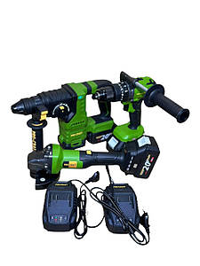 Набір 3в1 Болгарка PGA20, Шуруповерт PA18bl, Перфоратор PHA30( 3акб+2зу)