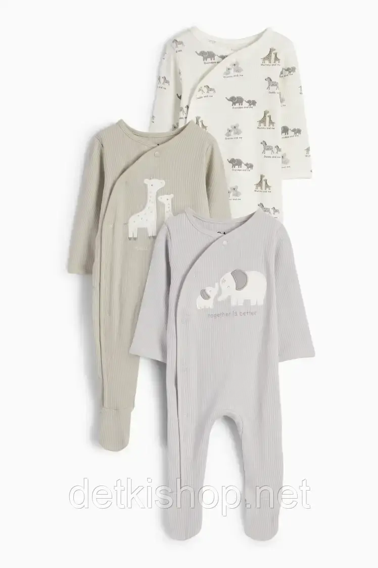 Дитячий бавовняний чоловічок із закритими ніжками на кнопках