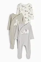 Дитячий бавовняний чоловічок із закритими ніжками на кнопках