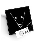 Комплект срібних прикрас "Серце в огранці" набір: підвіска та сережки — срібло 925 проби EGYPT SILVER