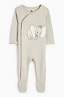 Дитячий бавовняний чоловічок із закритими ніжками на кнопках