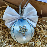 Новорічна куля блакитного кольору 8 см