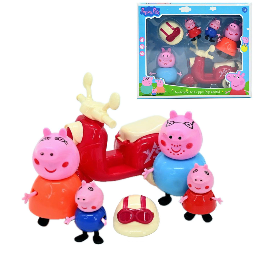 Ігровий набір - та 4 фігурки "Свинка Пеппа" (Peppa Pig) та мопед арт. 552-6/2, фото 1