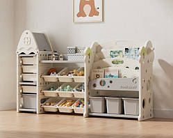 Стелаж з контейнерами + книжкова полиця 3в1 “Tree Maxi” Бежевий