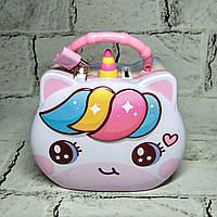 Скарбничка для грошей дитяча для дівчинки Єдиноріг металева із замочком 14х12х7 см Різнокольорова N-1340-2