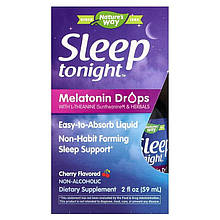 Мелатонін Nature's Way, Sleep Tonight "Melatonin Drops" з L-теаніном, пасифлорою та мелісою, 5 мг (59 мл)
