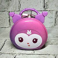 Скарбничка для грошей дитяча для дівчинки Куромі металева із замочком 13,5х12х8 см Бузкова N-1338-1