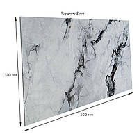 ПЕТ панелі самоклейка декор Димний мармур Сірий з прожилками 300х600х2мм плитка настінна ПВХ покриття