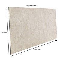 ПЕТ панелі самоклейка декор Ніжний мармур бежевий під камінь 300х600х2мм плитка настінна ПВХ покриття
