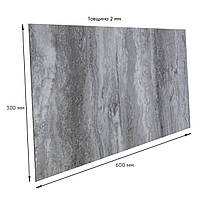 Плитка ПЕТ самоклеюча Благородний мармур сірий камінь 300х600х2мм панель стінова ПВХ покриття