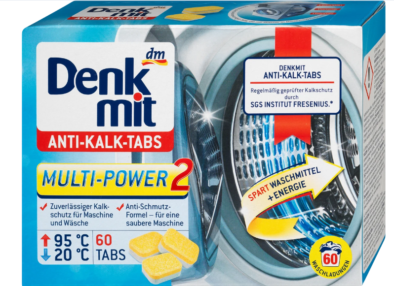 Таблетки для очищення пральних машин від накипу DenkMit 60 шт, фото 1