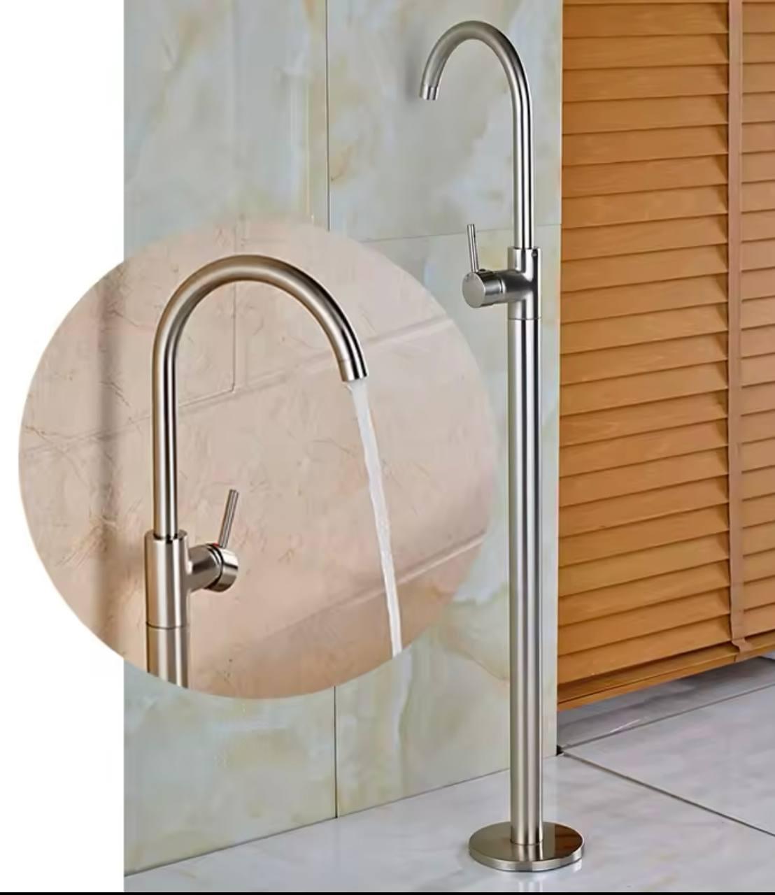 Підлоговий змішувач для умивальника (Раковини) FUTURA ORTIS (Brushed Nickel) Нержавійка