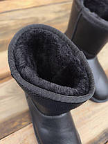 Уги ЧОРНІ з натуральної шкіри високі з лейбл Ugg чобітки теплі жіночі зима, фото 4