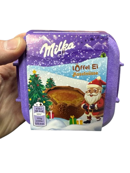 Новорічний набір з шоколадними яйцями Milka Löffel Ei Haselnüsse 136 г