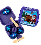 Новорічний набір з шоколадними яйцями Milka Löffel Ei Haselnüsse 136 г, фото 3