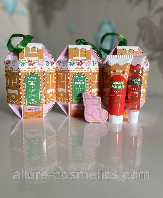 Набір бомбочка для ванни, крем для рук і бальзам для губ Aura Christmas 3 шт., фото 1
