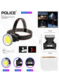 PL  111  Ліхтарик налобний акамуляторний з функцією білого та червоного світла,type-c (180)