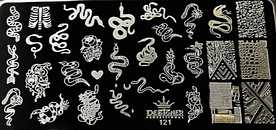 Пластина для стемпінга металева. Стемпінг пластини з символом 2025, змія, кобра