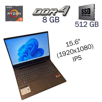 Ігровий ноутбук HP Victus 15-fb0015nr/ 15.6" 1920x1080/ Ryzen 5 5600H/ 8GB RAM/ 512GB SSD/ Radeon RX 6500M 4GB, фото 1