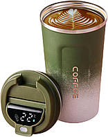 Металева термокружка з датчиком температури Gradient Coffee 500 мл - хакі