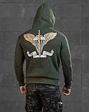 Худі Кофта олива польова на флісі з Принтом Звжди перші ВТ7989 ТМ, фото 8
