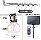 Гірлянда на сонячній батареї з лампочок у стилі ретро з пультом і таймером, 3 метри 10 led акумуляторна, фото 4