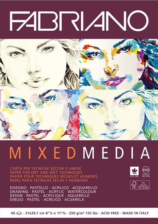 Склейка для змішаних технік Mixed Media А4 250г/м2 40л Fabriano