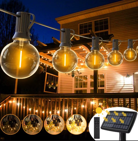 Гірлянда на сонячній батареї з лампочок у стилі ретро з пультом і таймером, 3 метри 10 led акумуляторна, фото 1