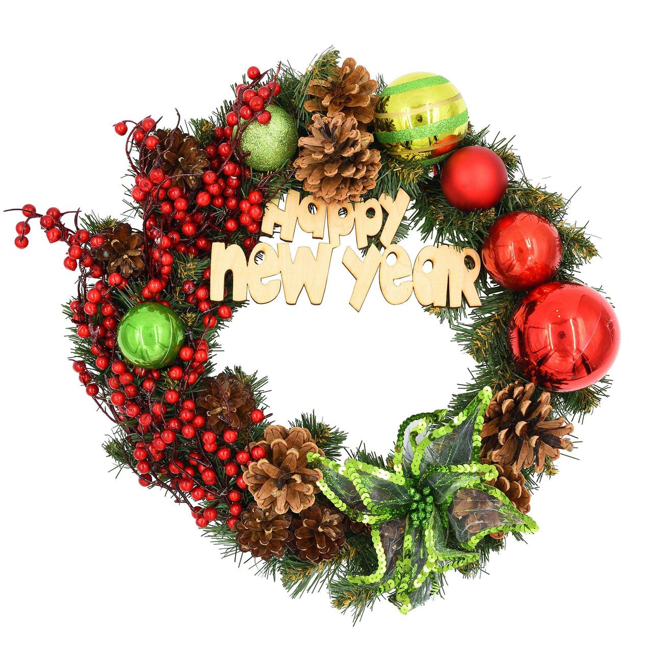 Вінок Yes! Fun з декором "Щасливе Різдво" d-35 см