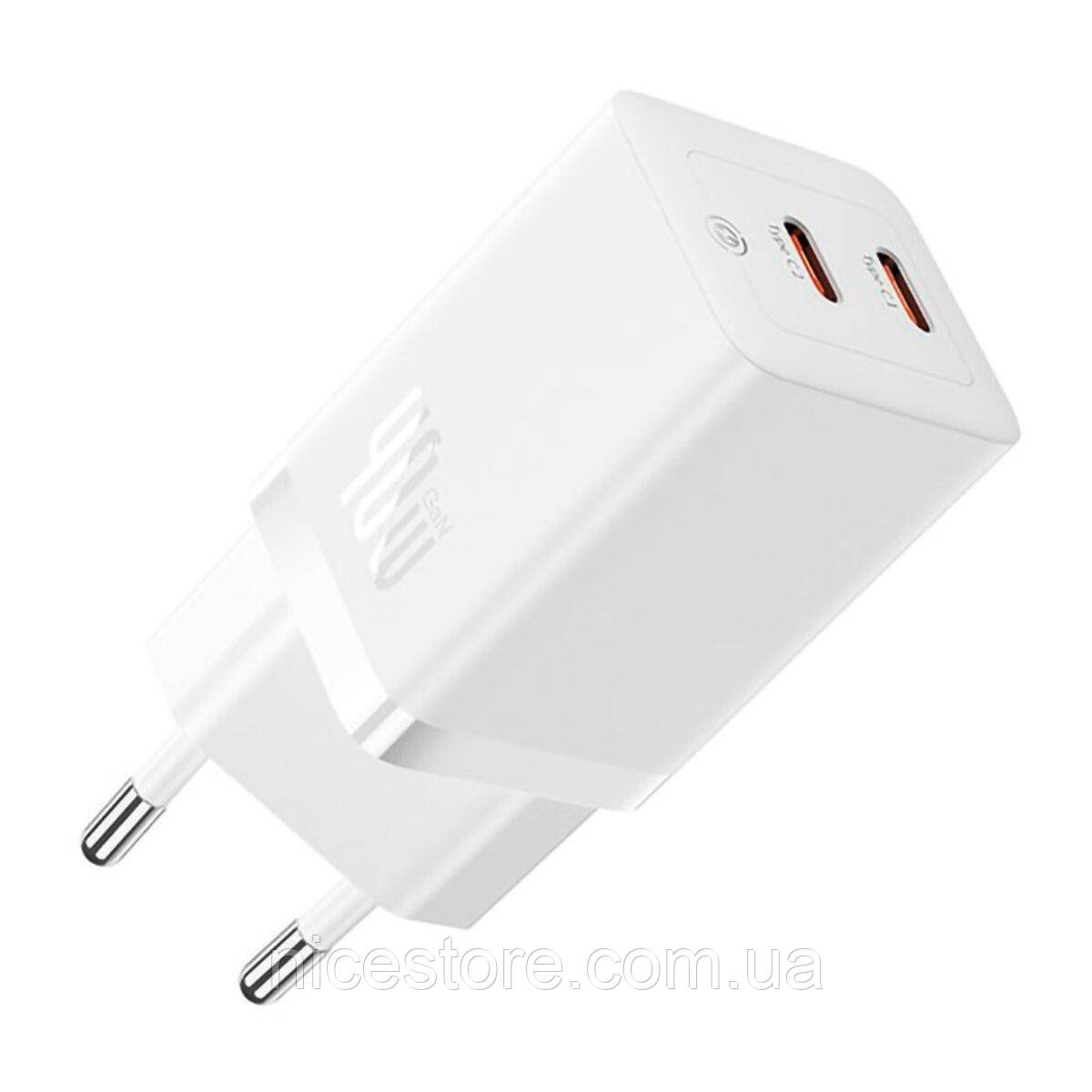 Мережевий зарядний пристрій Baseus GaN5 Pro Fast Charger C+C 40W EU White